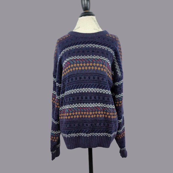 Vintage Scandia Nordic Knit Sweater Medium Purple - Picture 1 of 9